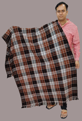 Sprha Wool Checkered Men Shawl(Brown)