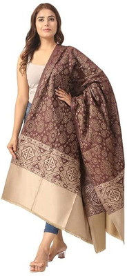 Braid N Cord Polyester Wool Blend Applique Women Shawl(Brown)
