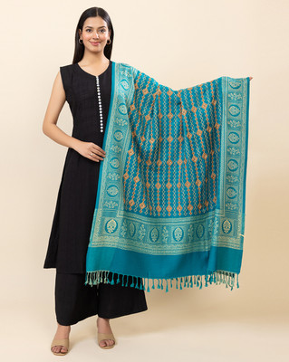 Wrap Me Warm Viscose, Acrylic, Poly Wool Embroidered Women Shawl(Green)