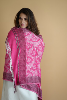 STSHAWLS Acrylic Self Design Women Shawl(Pink)