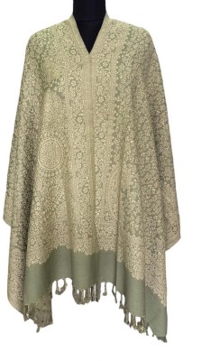 Raw Craft Wool Woven Women Shawl(Green)