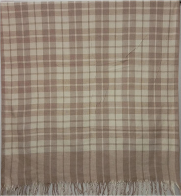 Royal-E-Kashmir Wool Checkered Men, Women Shawl(Beige)