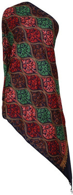 Vasaba Polyester Wool Blend Embroidered Women Shawl(Dark Blue)