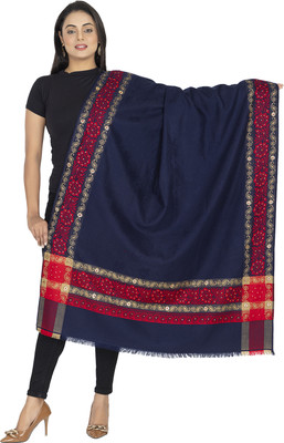manjari Acrylic Self Design Women Shawl(Blue)