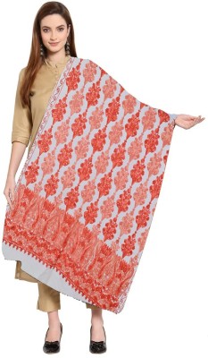 ModaCollection Wool Embroidered Women, Men Shawl(White)