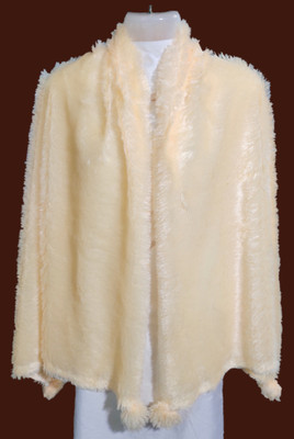 Saba Fur, Polyester Wool Blend Solid Women Shawl(Beige)