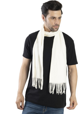 manra Wool Solid Men Shawl(White)