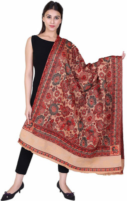 Braid N Cord Polyester Wool Blend Printed Women Shawl(Multicolor)