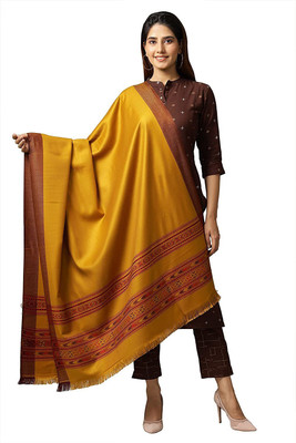Braid N Cord Polyester Wool Blend Applique Women Shawl(Yellow)