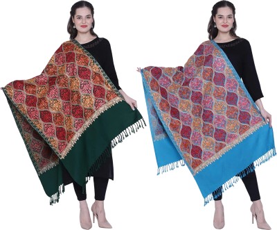 Kashmiri queen Pashmina Printed Women Shawl(Blue, Green)