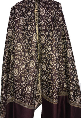 CHOUDHARYRETAILS Polyester Wool Blend Embroidered Women Shawl(Maroon)