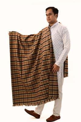 KAVIM Wool Checkered Men Shawl(Multicolor)