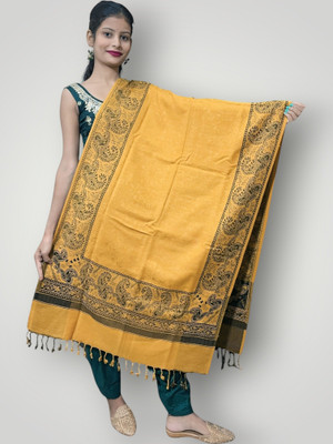 Trandone Wool Embroidered Women Shawl(Yellow)
