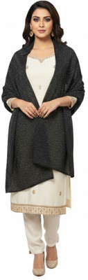 Kriti Wool Solid Women Shawl(Black)