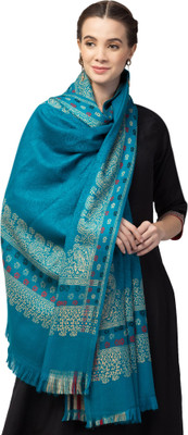 Tweedle Wool Self Design Women Shawl(Blue)