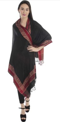 Rvshawls Cotton Embellished Women Shawl(Black)