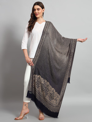 Ravaiyaa - Attitude Is Everything Wool Floral Print Women Shawl(Blue, Beige)