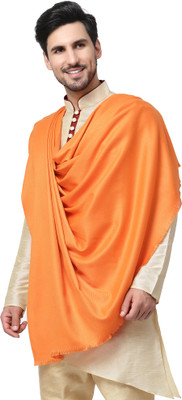 WEAVERS VILLA Polyester Wool Blend Solid Men Shawl(Orange)