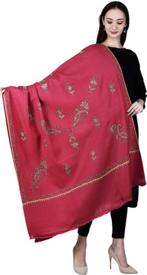 swi stylish Wool Embroidered Women Shawl(Pink)