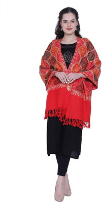 CHOUDHARYRETAILS Wool Self Design Women Shawl(Red)