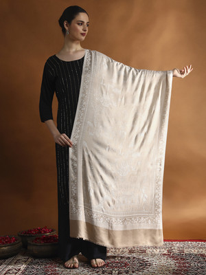 Kanidar Modal Self Design Women Shawl(Beige)