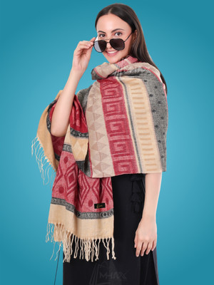 MHAX Pashmina Self Design Women Shawl(Red)