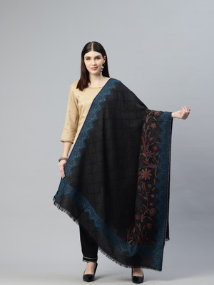 swi stylish Pashmina Woven Women Shawl(Black)