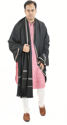 Vrinde Wool Self Design Men Shawl(Black)