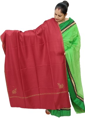 Vrinde Wool Embroidered Women Shawl(Maroon)