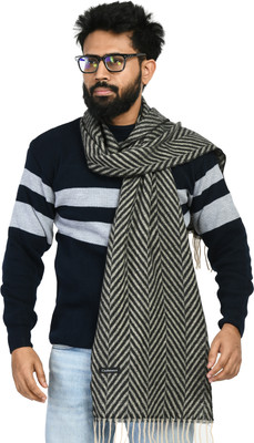 manra Wool Striped Men Shawl(Black)