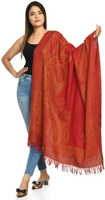 manra Wool Printed Women Shawl(Red)