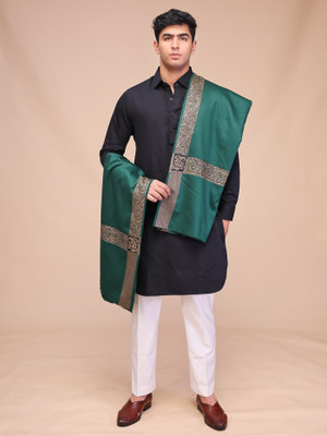 swi stylish Wool Woven Men Shawl(Green)