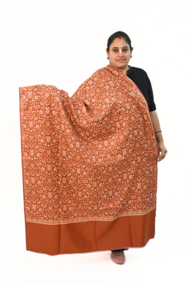 Vrinde Wool Applique Women Shawl(Brown)