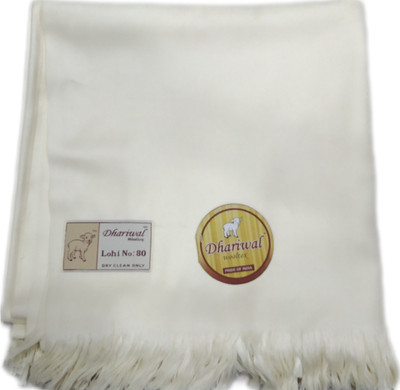 Dhariwal Polyester Wool Blend Solid Men Shawl(White)