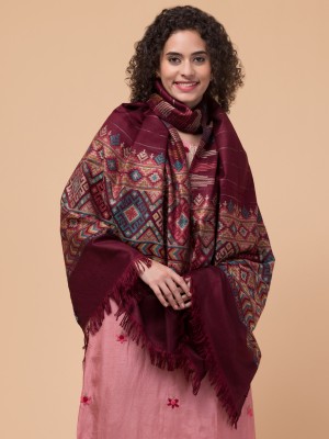 Tweedle Acrylic Geometric Print Women Shawl(Maroon)