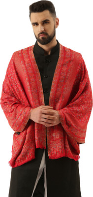 Pashmoda Polyester Wool Blend Floral Print Men Shawl(Red)