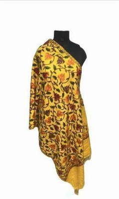 CHOUDHARYRETAILS Wool Printed Women Shawl(Yellow)