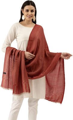 Pashmoda Polyester Wool Blend Floral Print Women Shawl(Red)