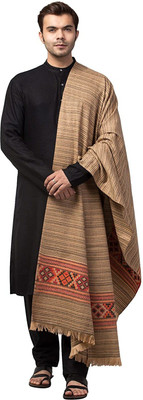 Braid N Cord Polyester Wool Blend Striped Men, Women Shawl(Brown)