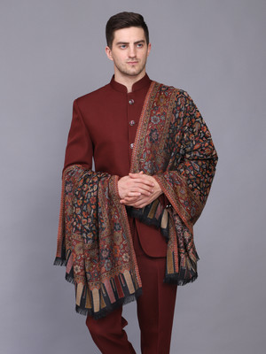 GREEN AGRITECH Polyester Wool Blend Woven Men Shawl(Brown)