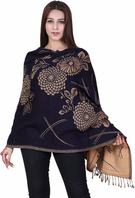 Kti Acrylic Graphic Print Women Shawl(Blue)