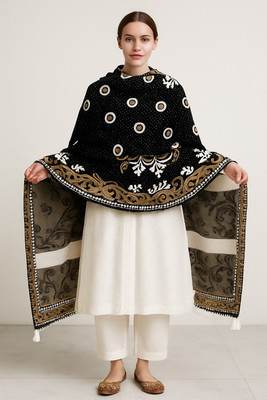 Blushh Collection Wool Floral Print Women Shawl(Multicolor)