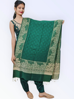 Trandone Wool Embroidered Women Shawl(Green)