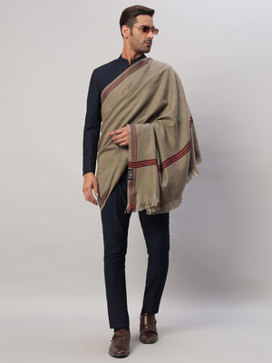 Ravaiyaa - Attitude Is Everything Wool Solid Men Shawl(Beige)