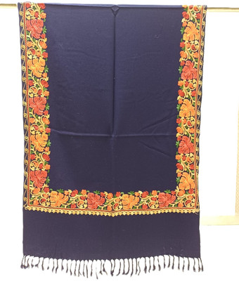 SUMEDH handcrafts Acrylic Embroidered Women, Men Shawl(Dark Blue)