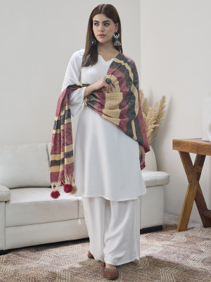 InWeave Acrylic Printed Women Shawl(Maroon)