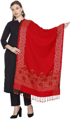 Kti Viscose, Acrylic Floral Print Women Shawl(Red)