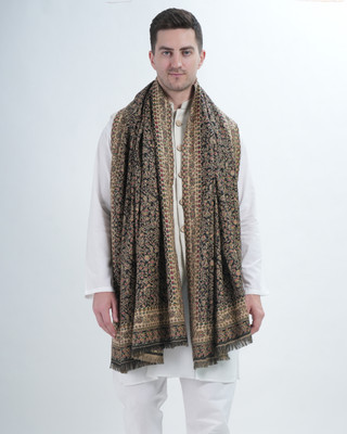 Life and style Wool Printed Men Shawl(Black, Yellow)