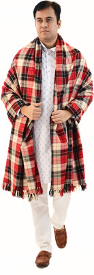 Sprha Wool Checkered Men Shawl(Red)