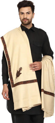CHOUDHARYRETAILS Wool Embroidered Men Shawl(Beige)